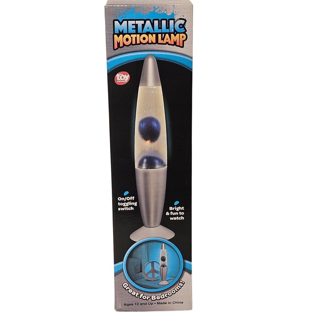The Toy Network NWT Metallic Motion Lamp 13.5" Silver Blue Wax Rocket Light
